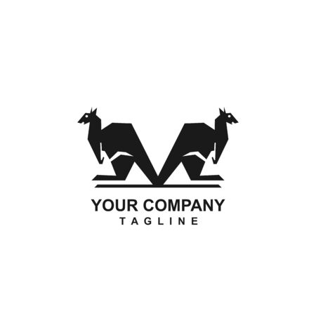 couple black kangaroo logo and vector logoのイラスト素材