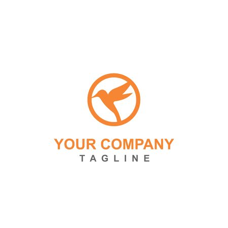 circle orange mocking bird logo and vector iconのイラスト素材