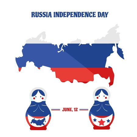 Matryoshka and flag of Russia for Russia Independence day june 12のイラスト素材