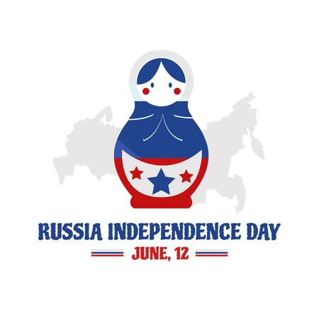 Matryoshka and flag of Russia for Russia Independence day june 12のイラスト素材