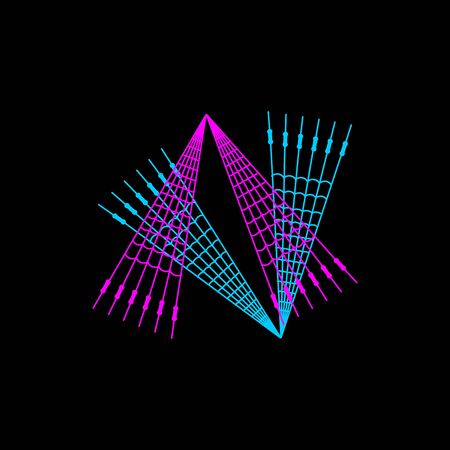 AV, VA initials purple line art fractal logo and vector iconのイラスト素材