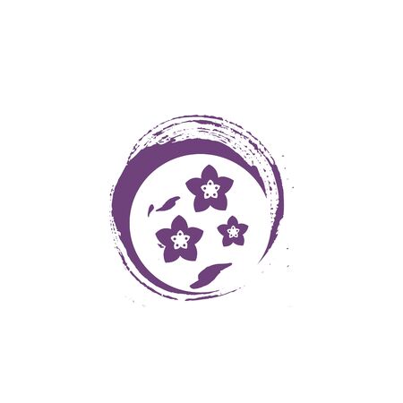 sakura brush art style logo and vector logo and iconのイラスト素材