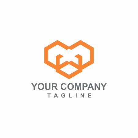 MV, MU, VM, UM initials geometric orange hive bee shape logo and vector iconのイラスト素材