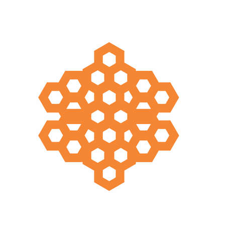 orange honeycomb bee hive shape pattern vector logo and background