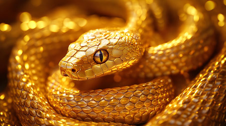 Golden Snake 3D Illustrationの素材