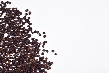 Coffee beans background isolated on white background. Top view.の写真素材