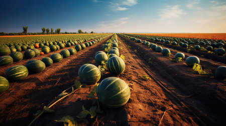 a large watermelon fieldの素材