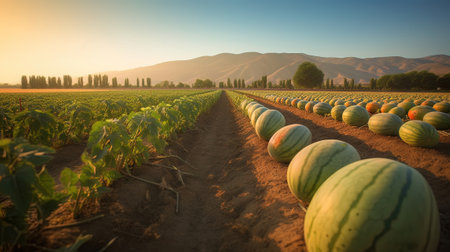 a large watermelon fieldの素材