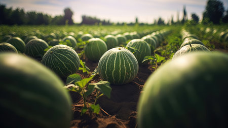 a large watermelon fieldの素材