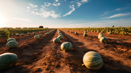 a large watermelon fieldの素材