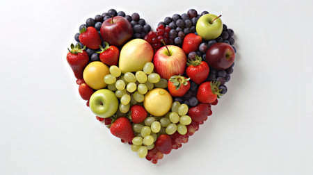 a heart of fruits and vegetables with heart shape, in the style of bold primary colors,の素材