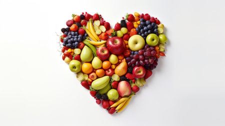 a heart of fruits and vegetables with heart shape, in the style of bold primary colors,の素材