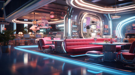 Retro-Futuristic Diner Interior Designの素材