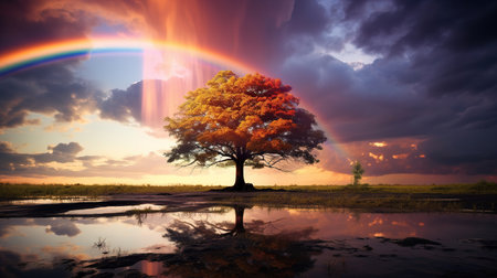 Rainbow After the Rain, a Symbol of Hope in Natureの素材