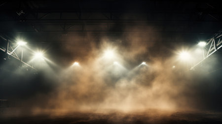 Dramatic Stadium Illumination Amidst Hazeの素材