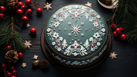 Elegant Decorated Cake for Christmas Celebrationの素材