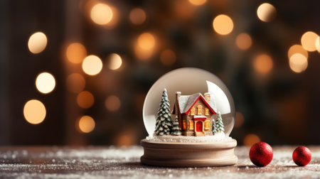 Christmas Snow Globe with Nighttime Village Sceneの素材