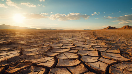 Arid Desert Landscape at Sunsetの素材