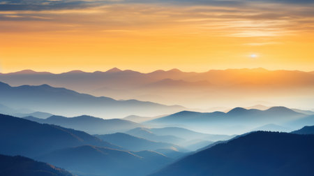 Sunrise Over Misty Mountain Rangesの素材