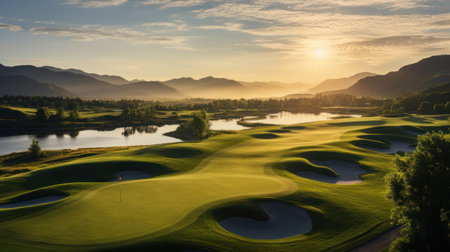 Serene Golf Course at Sunriseの素材