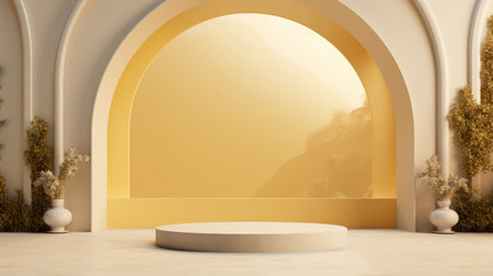 Modern Minimalist Archway Design with Circular Platformの素材