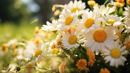 Sunny Daisy Field Close-upの素材