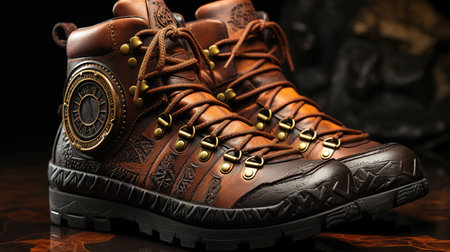 hiker's leather boots the mountain trailsの素材