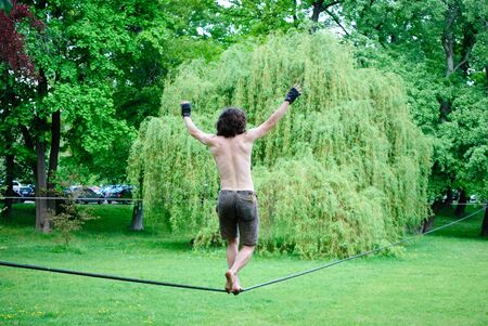 walking on the ropeの写真素材