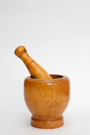 wooden mortarの写真素材