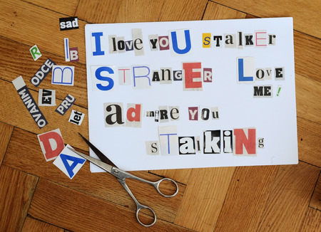 threatening  anonymous letter makingの写真素材