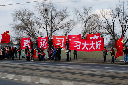 Prague, Czech republic - March, 28th 2016: Chinese President Xi Jinping arrives in Pragueのeditorial素材