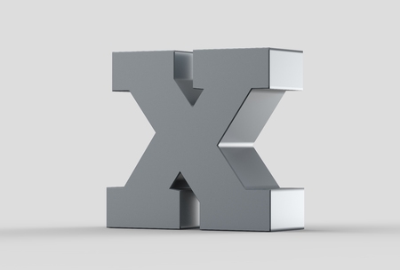 3D extruded uppercase letter X isolated on soft gray background. 3D illustratingの写真素材