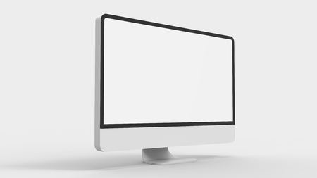 Modern blank monitor screen isolated on white background. 3D illustratingの写真素材
