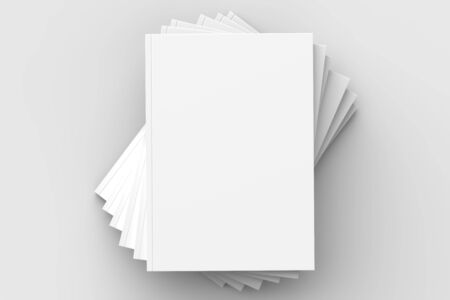 Brochure, magazine, book or catalog mock up isolated on soft gray background. 3D illustratingの写真素材