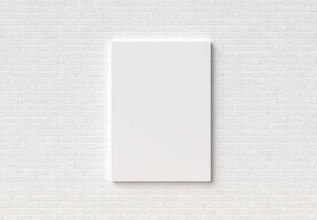 Empty Frame mock up on white brick wall. 3D illustratingの写真素材