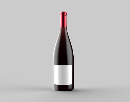 Wine bottle mock up isolated on light gray background. 3D illustrationの写真素材