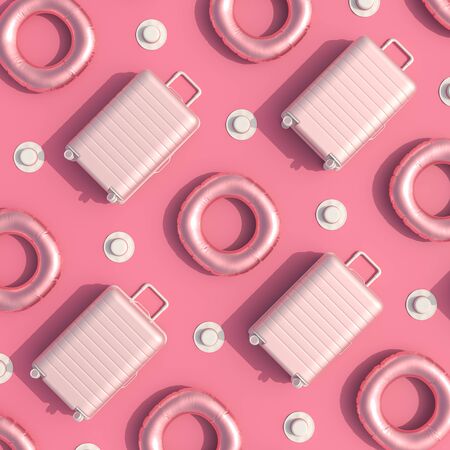 Travel concept background design with suitcases. 3D illustration.の写真素材