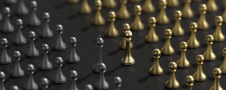 Business concept design with chess pieces. Chess concept background. 3D illustration.