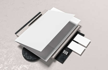 Corporate identity stationery mock up isolated on modern style background. Mock up for branding identity. 3D illustrationの写真素材