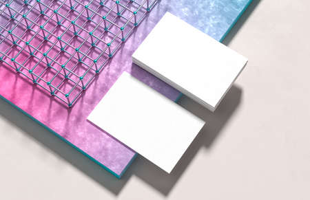 Business card mock up on modern style background. 3D illustration.の写真素材