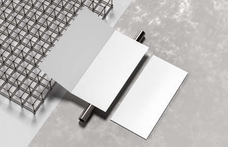 Bi-fold brochure mock up isolated on white background. 3D illustration.