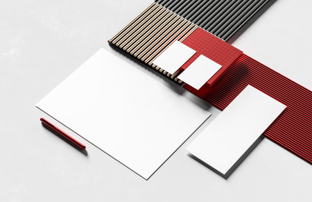 Corporate identity stationery mock up isolated on modern style background. Mock up for branding identity. 3D illustrationの写真素材