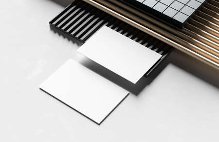 Realistic business card mock up on modern background. 3D illustration.