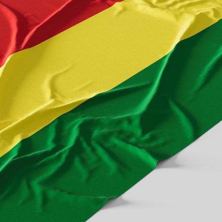 Flag of Bolivia. Fabric textured Bolivia flag isolated on white background. 3D illustrationの写真素材