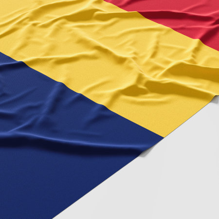 Flag of Chad. Fabric textured Chad flag isolated on white background. 3D illustrationの写真素材