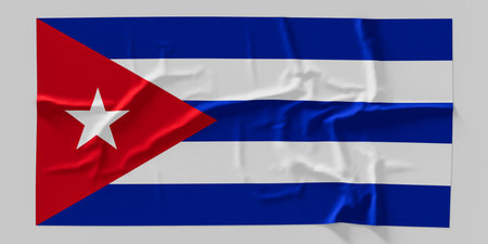 Flag of Cuba. Fabric textured Cuba flag isolated on white background. 3D illustration