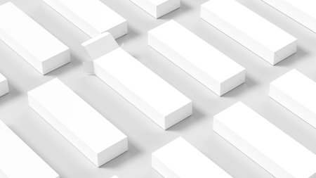 Box mock up isolated on white background. Cosmetics or medicine box mock up. 3D illustration.