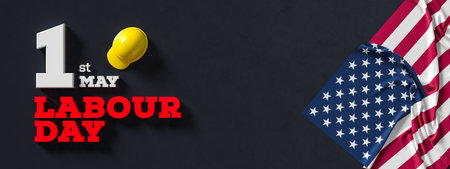 Labour day background design with American flag isolated on dark background. 1st May Labour day...