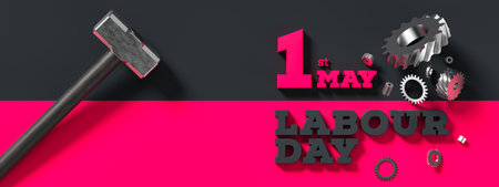 Labour day background design with hammers isolated on dark background. 1st May Labour day...