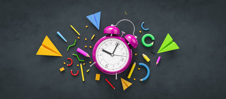Back to school background. Colorful back to school greeting design.. 3D illustration